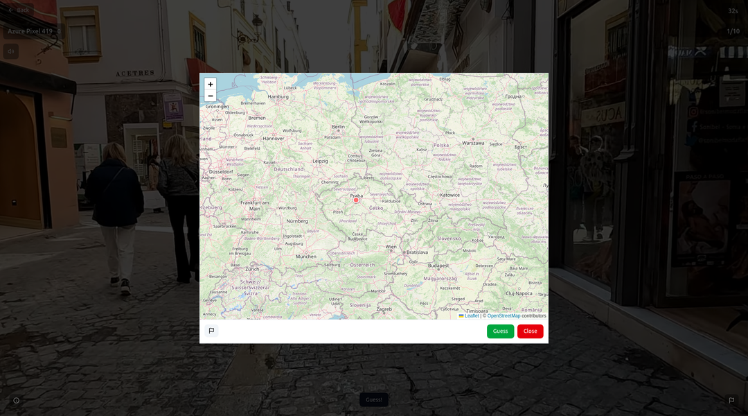 Game screen showing interactive map for placing your guess